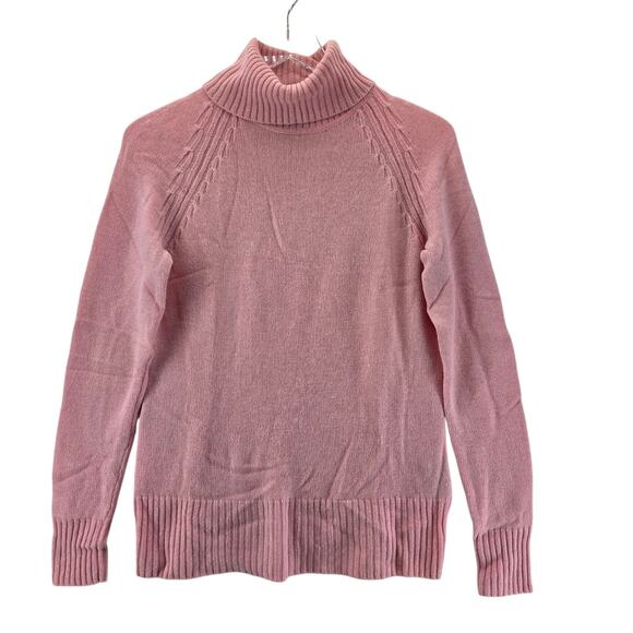 Sutton Studio 100% Cashmere Sweater Womens Medium Turtleneck Pink Mixed Knit - Picture 1 of 7